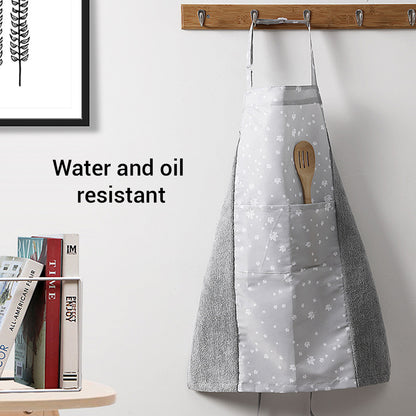 Locaupin Hand Wiping Towel Cooking Apron Dress Waterproof Anti Stain Home Kitchen Supplies Chef Hanging Neck Sleeveless with Front Pocket