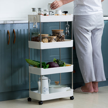 Locaupin Multi-Layer Bathroom Kitchen Stainless Steel Trolley Rolling Cart Storage Shelf Organizer For Fruits Vegetables Baby Stuff Salon Accessories