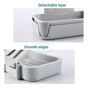 Locaupin Household Bathroom Accessories Double Layer Soap Case Box Holder Wall hanging Saving Space with Drainer Toilet Rack Shelf