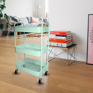Easy Assemble No Screw 3-Tier Full Metal Trolley Kitchen Utility Cart