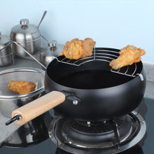 Load image into Gallery viewer, Locaupin Japanese Style Kitchen Cooker Chicken Tempura Deep Frying Pan Mini Pot Filter with Oil Draining Rack
