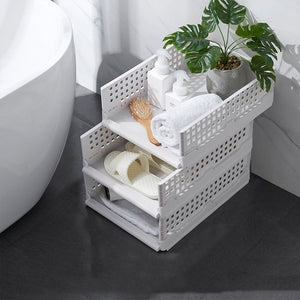 1 Piece Wardrobe Foldable Pull Out Drawer Plastic Collapsible Shelf