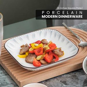 Locaupin Microwavable Dinnerware Porcelain Rectangular Square Serving Dish Plate Bowl Minimalist Hotel Restaurant Modern Dining