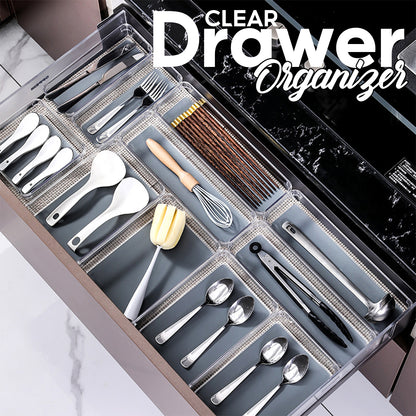 Locaupin Cabinet Desk Drawer Organizer Tray Multipurpose Bin Container Silverware Makeup Gadgets Stationeries Storage Compartment