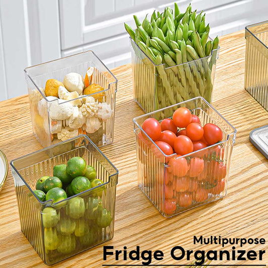Locaupin Transparent Multipurpose Fridge Organizer Bin Refrigerator Side Door Storage Shelf Pantry Cabinet Cupboard Basket