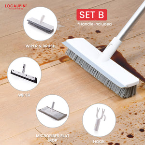 Locaupin Cleaning Supplies Head Tub & Bathroom Floor Scrub Brush, Dust Roller, Wiper Good For Home Office with Adjustable Long Handle Sets
