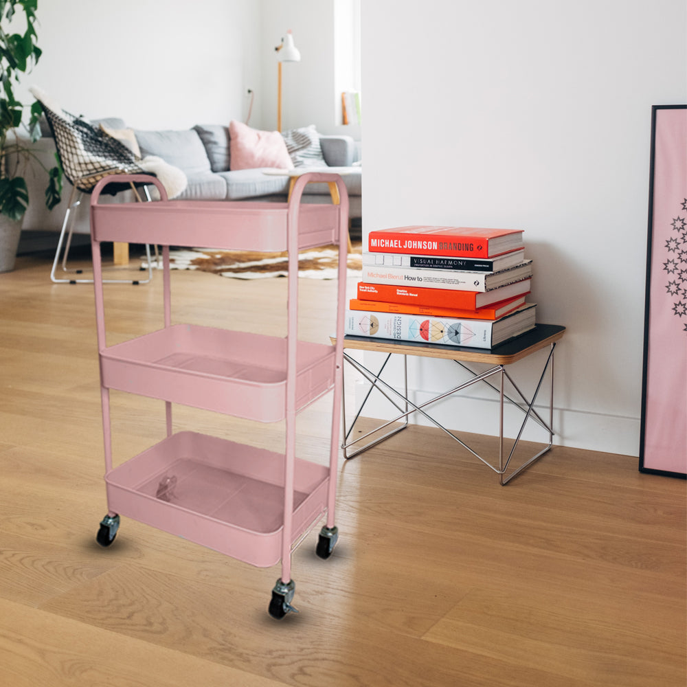 Easy Assemble No Screw 3-Tier Full Metal Trolley Kitchen Utility Cart