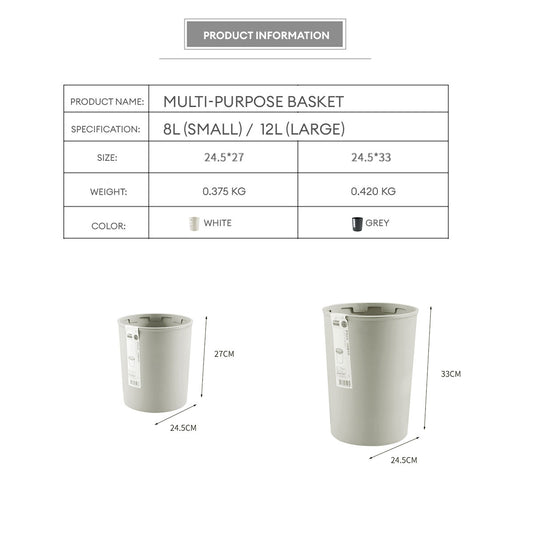 Locaupin Simple Round Trash Bin Wastebasket Garbage Container Bucket Multifunctional Use for Bedroom Bathroom Kitchen