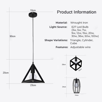 Locaupin 3 Pieces Vintage Lights Cage Shaped Hanging Pendant Lampshade