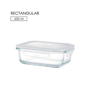 Locaupin Borosilicate Glass Food Container Fresh Keeper Meal Prep Bowl Airtight Locking Lid Lunch Box Left Over Storage