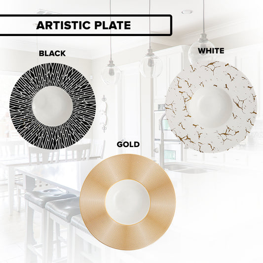 Locaupin Wide Rim Pasta Bowl Porcelain Microwavable Round Deep Plate Serving Dishes Dinner Salad Dessert Oven Safe Dinnerware