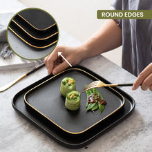 Load image into Gallery viewer, Locaupin Minimalist Black Frosted Dinner Plate Oven Safe Tableware Porcelain Serving Dish Tray Dessert Steak Kitchen Restaurant Cafe
