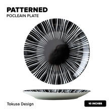 Load image into Gallery viewer, Locaupin Porcelain Dessert Dinner Plate Black and White Stripe Pattern Dinnerware For Salad Steak Pasta Serving Dish Microwave Safe
